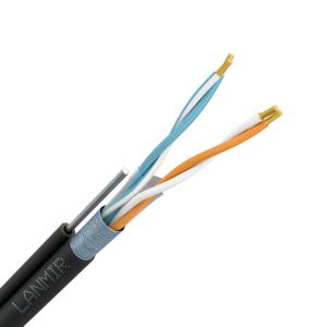 Кабель (витая пара) внешний LANMIR-PRO+ F/UTP Cat5e PE 2х2х0.52 с тросом черный